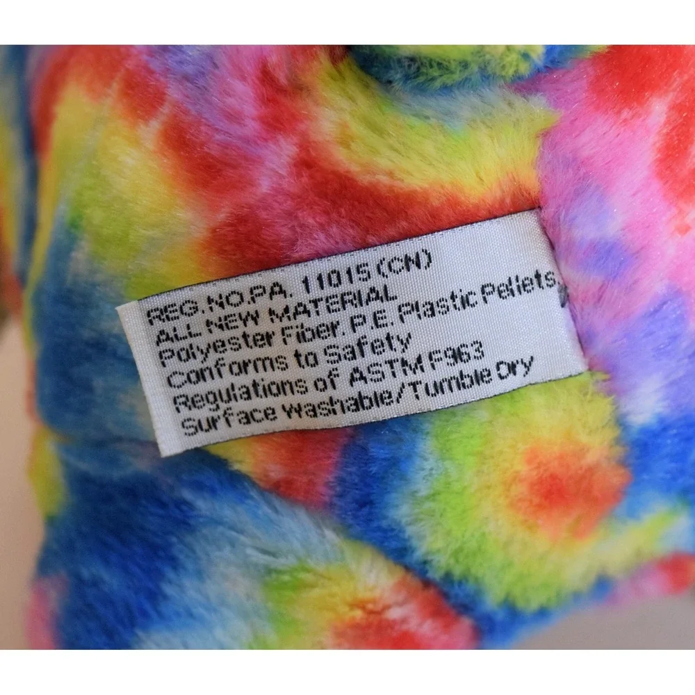 2011 Peace Pals Rainbow Tie Dye Pink Nose Teddy Bear 8